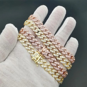 Eco Friendly fashion <b>iced</b> cuban <b>chain</b> necklace with shiny stones and bold design Available At Wholesale Price - Product Image 2