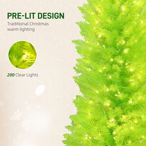 Albero di Natale Fantasioso con Cima Curva di 1,5 m, Base in Metallo con Palline Rosse, 200 Luci LED Pre-Installate - Product Image 6