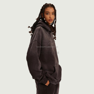 Conçu sur mesure 500 Gsm épais coton hommes pull à capuche surdimensionné lavage à l'acide impression hiver à capuche sans ficelle brodée - Product Image 4