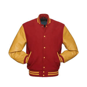 Nouvelle veste varsity d'hiver pour homme en cuir véritable de haute qualité avec col montant et broderie personnalisée, marque privée 2025 - Product Image 1