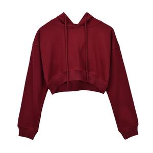 Sudadera de cuello redondo de algodón de mujer de alta calidad y Sudadera con capucha recortada verde y rosa al por mayor para la temporada de invierno - Product Image 2