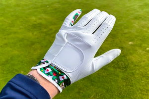 Premium Quality Custom White Sheepskin Cabretta <b>Leather</b> Golf <b>Gloves</b> Custom Logo Printed Cuff Breathable Non-Slip Hook Sports - Product Image 2