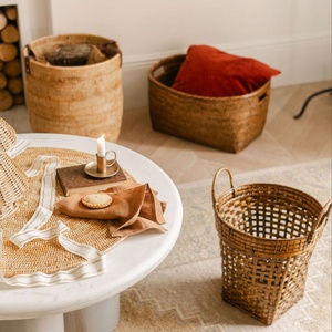 Soluciones de almacenamiento para gabinetes de cocina, cestas redondas de ratán, organizadores de ropa de calidad premium. - Product Image 2