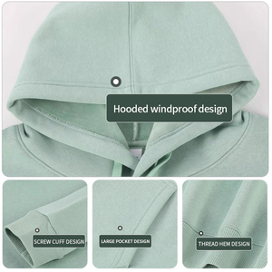 Sweat-shirts unisexes de haute qualité en coton épais, sans motif, style streetwear, anti-rétrécissement, 400g, logo personnalisé, grandes tailles pour hommes - Product Image 2