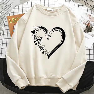Sudaderas con capucha para mujer, profesionales, de nueva calidad, a la moda, con diseño de corazón y mariposa, sudaderas con capucha para mujer, sudadera de lana cálida, suave y transpirable - Product Image 3
