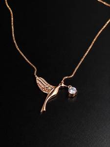 925 Sterling Silver CZ Bird <b>Pendant</b> <b>Necklace</b> <b>Rose</b> <b>Gold</b> Plated Box Chain Trendy Women's Jewelry - Product Image 1