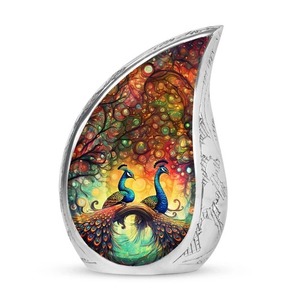 Silver Teardrop <b>Urn</b> with Butterfly <b>Garden</b> Design for Adult Cremation Memorial Ashes Keepsake Decorative Container Tear Drop <b>Urn</b> - Product Image 5