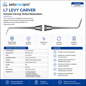 Instrument dentaire L7 Levy Carver en acier inoxydable pour la sculpture, le façonnage et le contournement des composites OEM Zetomed Pro - Product Image 2