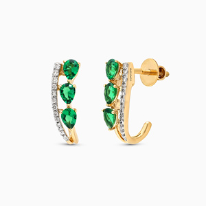 ต่างหูเพชรทรงหยดน้ำมรกตหรูหราสำหรับผู้หญิง ทอง 10K 14K 18K และเงิน 925/935 ชุบทอง เครื่องประดับงานแต่งงาน - Product Image 3