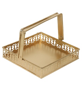 Gold Plated Tin Fruit <b>Basket</b> Storage Decorative <b>Hamper</b> Modern Design Wedding <b>Gift</b> - Product Image 1