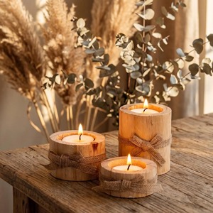 Porte-bougie en bois fait main, décoration de Noël pour la maison, best-seller, nouveau design, ornements artisanaux en bois faits à la main - Product Image 4