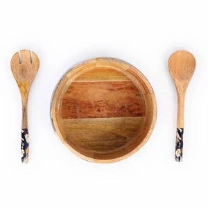 Bol en bois Casa India, poli, brillant, texturé et durable, pour servir des salades, des fruits, des clés ou comme bol décoratif rond en bois - Product Image 2