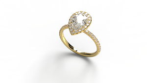 แหวนหมั้นเพชรทรงลูกแพร์เคลือบทองคำขาว 18K 14K แบบโมเดิร์น ประดับเพชรทรงกลมแบบพาเว่ แหวนแต่งงานคลาสสิกสำหรับผู้หญิง - Product Image 2
