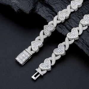 Wholesale 18K Gold Plated 925 <b>Silver</b> Miami <b>Cuban</b> <b>Link</b> <b>Chain</b> Iced VVS Moissanite Hip Hop Necklace for Men Gift Box Included - Product Image 2