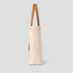 <b>Canvas</b> <b>Tote</b> Bag Medium Size With Front Pocket Shoulder Length Handle Beige Color Daily Use baby Shopping Bag cotton - Product Image 2