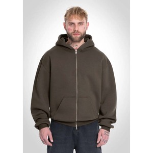 Men's <b>White</b> Oversized <b>Zip</b>-<b>Up</b> Hoodie Casual Fleece Sweatshirt Regular Fit Solid Color Hooded Long Sleeve Autumn Wear - Product Image 6