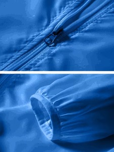 Ensemble veste coupe-vent à capuche bleue unisexe avec short, fermeture éclair résistante à l'eau, taille élastique, toutes saisons, coupe régulière, toutes tailles - Product Image 3