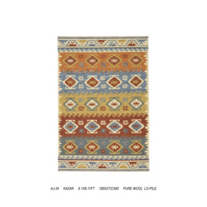 Hand-Knotted Pure Wool Kazak <b>Tribal</b> Geometric Carpet Low Pile Luxury Living Room <b>Rug</b> with Cotton Backing Thin - Product Image 3