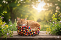 SAMYAK Lit pour chat en feutre de laine fait main, style classique, 100% naturel, écologique, luxueux, confortable, lavable, toutes saisons