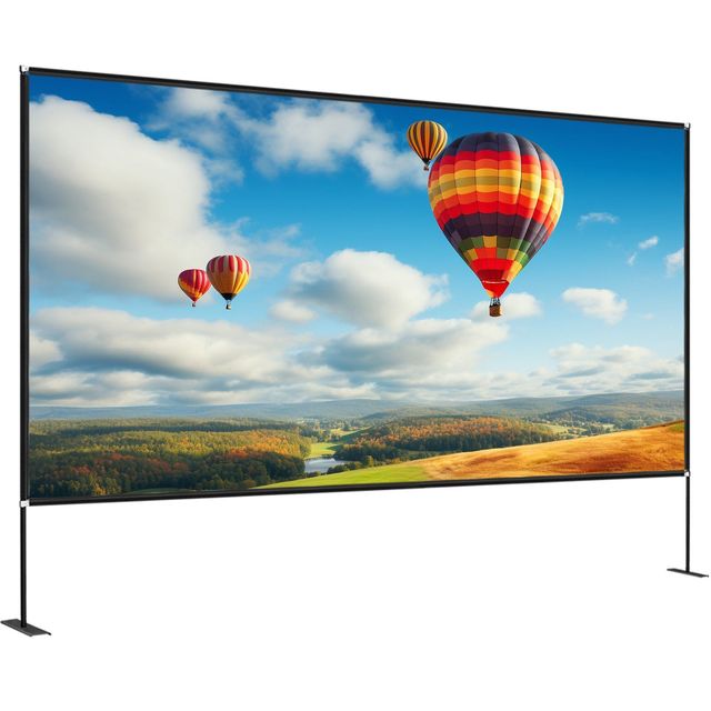 150inch Portable 16:9 4K HD Projector Screen Stand Easy Assembly Wide-Angle Outdoor Movie Projection