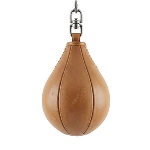 Ballon de frappe léger en cuir beige, haute élasticité, pour entraînement de boxe et de réflexes, idéal pour la pratique du fitness - Product Image 2