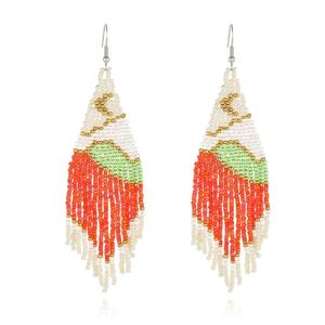 Pendientes de moda con cuentas de semillas y flecos, estilo nativo, en 19 colores, solo 2 unidades restantes - Product Image 4