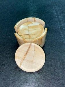 Posavasos de Travertino y Ónix Natural con Soporte, Juego de Posavasos de Piedra Antideslizantes, Accesorios Elegantes para Mesa de Centro - Product Image 3