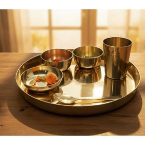 Classic Kansa Bronze Dinner <b>Set</b> for Ayurvedic Lifestyle Pure Bronze Dining <b>Set</b> for Families - Product Image 6