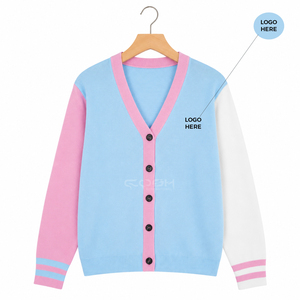 เสื้อคาร์ดิแกนถักไหมพรมคอวี แขนยาว สีสันตัดกัน ของ Cosh International Sisterhood Sorority แบบลำลอง ติดกระดุม - Product Image 1