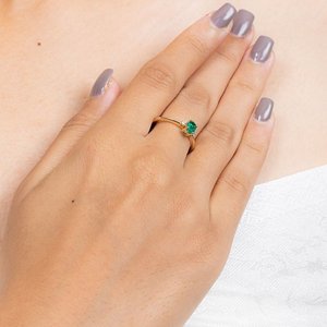 14K Yellow Gold <b>Emerald</b> Statement <b>Ring</b> for <b>Men</b> Natural Stone Resizable - Product Image 6