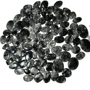 พลอยรูปไข่ทรงรูปไข่แบบไม่เจียระไน ควอตซ์รูไทล์ธรรมชาติ คาโบชอง รูไทล์สีดำ อเนกประสงค์ ขนาด 20-45 มม. น้ำหนัก 8-12 กรัม สำหรับทำสร้อยคอ - Product Image 3