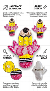 Patch brodé perlé en forme de crayon, motif lunettes, applique à sequins pour vêtements, sacs, accessoires de mode DIY - Product Image 6