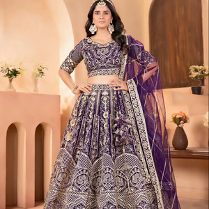 Ramdev Trading – Lehenga Choli pour femme, style traditionnel, matériaux recyclés, tissu en filet papillon pour Diwali, mariages et fêtes - Product Image 1