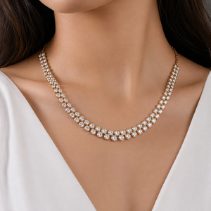 Collier tennis en moissanite plaqué or 18 carats pour femme, bijoux de mariage et d'anniversaire avec diamants ronds brillants - Product Image 1