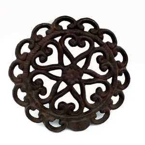 Cast Iron Sunflower <b>Trivet</b> Round Metal Floral Hot Pan Pad Heavy Duty Heat Resistant Kitchen Table Pot Stand - Product Image 3