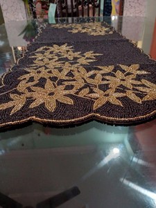 Wholesale Beaded Embroidery Table Runner for Dining Table Centerpiece Wedding Reception Party Events and Elegant Home Decor - Product Image 2