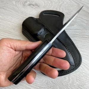 Cuchillo desollador hecho a mano de acero D2 con funda de cuero fino y mango de cuerno de búfalo, producto viral de moda y gran venta. - Product Image 4