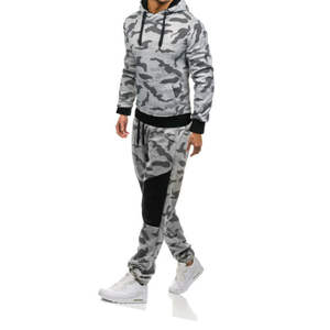 Ensemble de survêtement pour homme en coton molletonné camouflage personnalisé de qualité supérieure, sweat à capuche et pantalon de jogging, streetwear, coupe ajustée, deux pièces, tenue de sport, vêtements de sport - Product Image 3