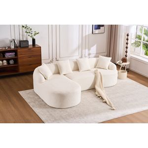 LingYu022 moderna 3 posti divano a compressione bianco Memory Foam sedile profondo facile trasporto ciniglia in tessuto divano per la casa soggiorno - Product Image 5