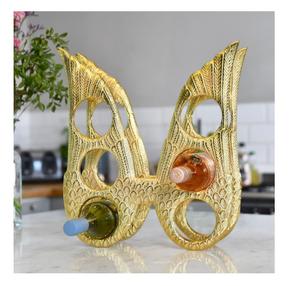 Porte-bouteilles autoportant en aluminium argenté, produit très demandé, avec support décoratif pour bouteilles, finition polie brillante - Product Image 6