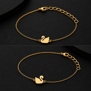 Pulsera de Cadena con Diseño de Cisne en Plata de Ley 925 Chapada en Oro, Joyería Fina Minimalista para Mujer, Uso Diario, Regalo - Product Image 3