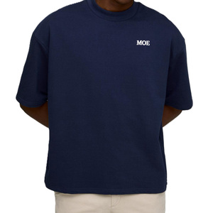 Camisetas de algodón de corte holgado para hombre, cuello redondo, logo minimalista en el pecho, estilo streetwear, para pedidos al por mayor de marcas personalizadas - Product Image 1