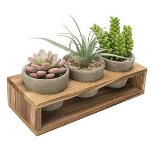 Modern Wooden <b>Planter</b> <b>Box</b> with Metal Stand Indoor Outdoor Decorative Flower Pot Holder - Product Image 2