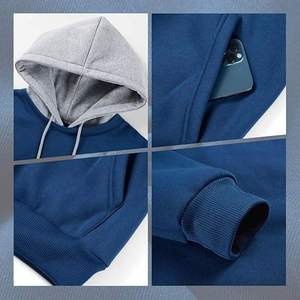 Custom Logo Men's Pullover Hoodie Solid Color Long Sleevea 100% Cotton Pullover Heavyweight USA & UK Men's hoodies Manufactures. - Product Image 4