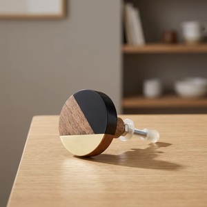 Ba Modern Resin Adjustable Round <b>Cabinet</b> <b>Knob</b> Black <b>Gold</b> Walnut Finish Durable Furniture Handle for Bathroom & Home Office Decor - Product Image 3