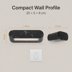 Applique murale LED longue moderne en acrylique pour chambre à coucher, décorative, murale, blanc chaud, 12W 3500K, 20 x 5 x 8 cm - Product Image 3