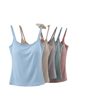 Camiseta sin mangas informal de moda para mujer, camisola ligera de punto, chaleco de yoga transpirable, top corto estampado de tela suave para verano, OEM - Product Image 1