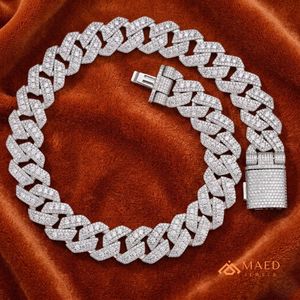 สร้อยคอเงินแท้ 925 ประดับมอสซาไนต์ ดีไซน์แบบ Cuban Link  เครื่องประดับแฟชั่นสำหรับผู้หญิงและผู้ชาย  งานจิวเวลรี่ชั้นดีจากนิวยอร์ก  ดีไซน์ทันสมัยคลาสสิก - Product Image 5