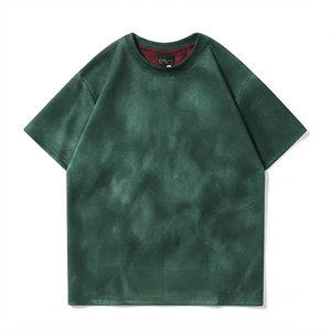 Drop Shoulder Oversized 100% <b>Polyester</b> <b>Tshirt</b> Regular Color Black <b>Tshirt</b> Casual 280gsm Suede Wool Half Sleeve <b>Tshirt</b> - Product Image 1