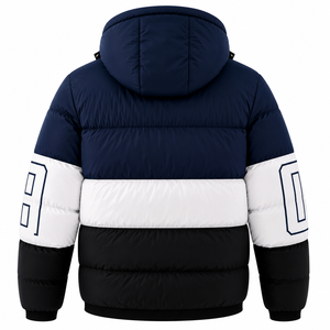 Mens Winter Color Block <b>Zip</b>-<b>Up</b> Puffer <b>Jacket</b> Canvas Plain Dyed Stand Outdoor Windproof Breathable Eco-Friendly Anti-Bacterial - Product Image 3